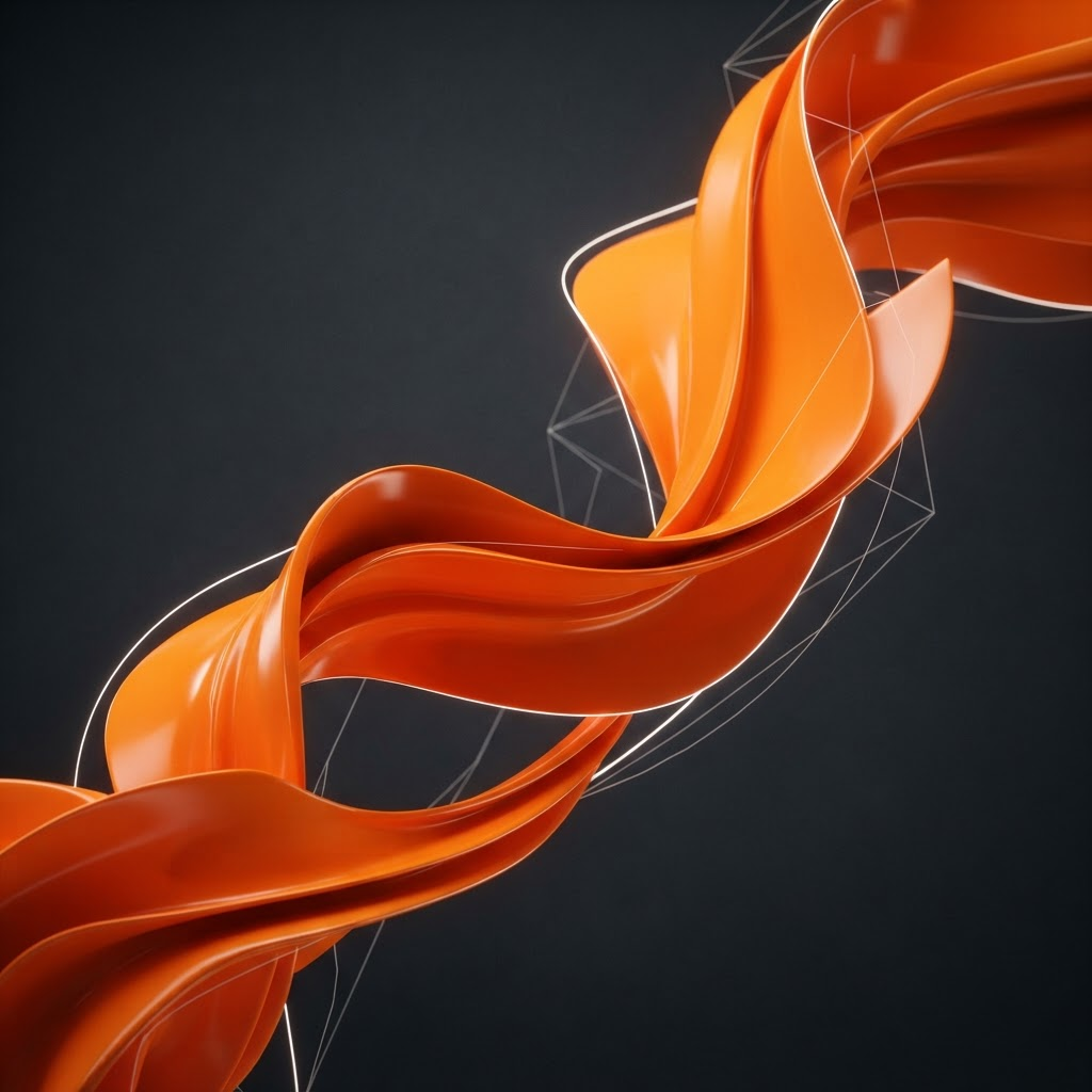 Abstract orange sculpture representing Design Reino's creative work